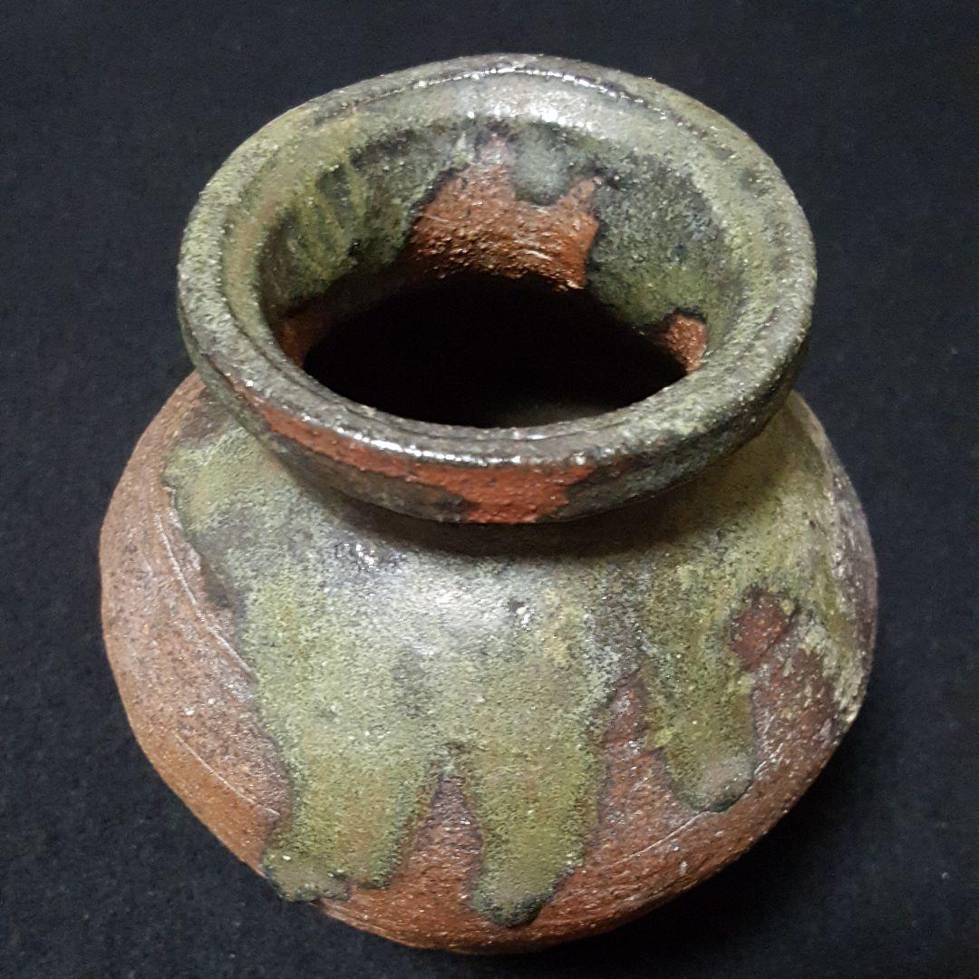 【古常滑】三筋壺　降物　趣ある窯くっつき　古物　お経の入れ物　三本の筋が特徴！！