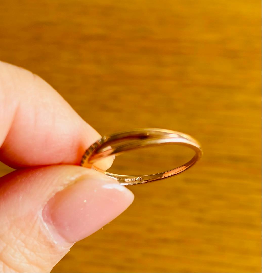 ローズゴールド インフィニティリング ストーン付き