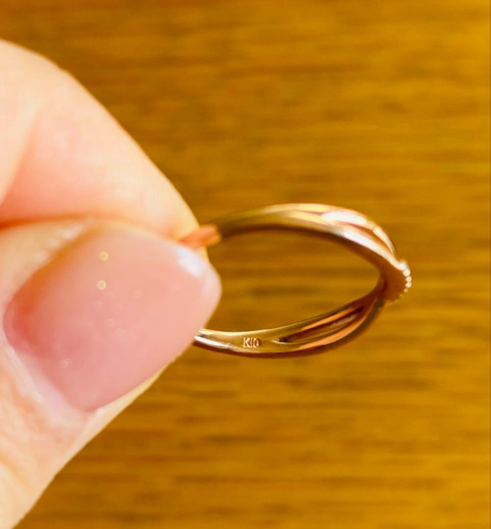 ローズゴールド インフィニティリング ストーン付き