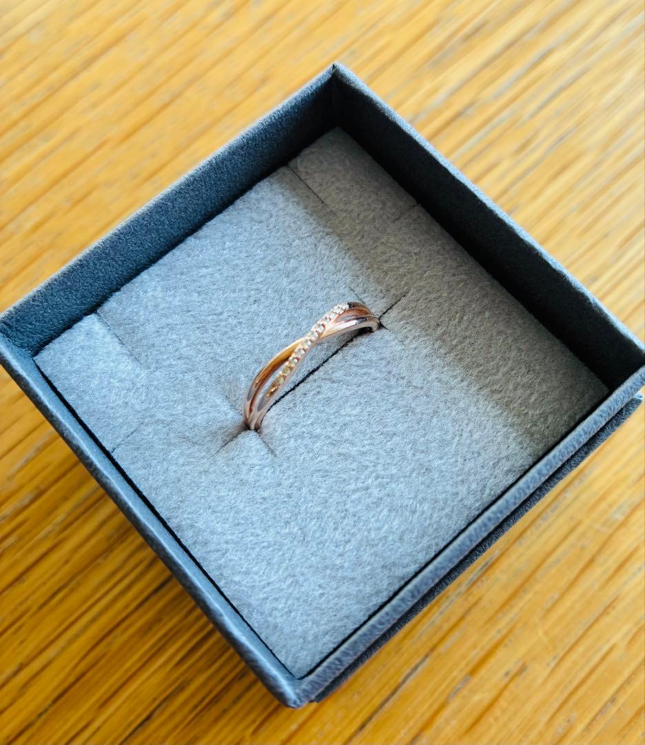ローズゴールド インフィニティリング ストーン付き