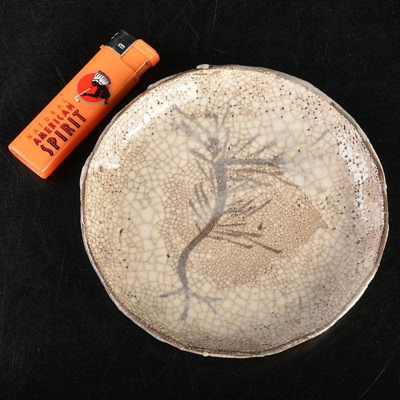 和食器　志野焼　絵志野　大橋秋二作　松文　銘々皿　五客　共箱　V　R7415