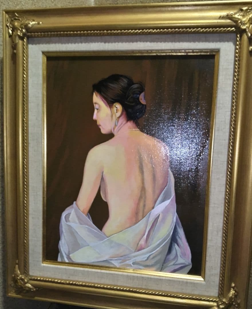 森本草介、絵画、美人画、油彩６号、裸婦、Nude.Woman新品高級額縁、肉筆。