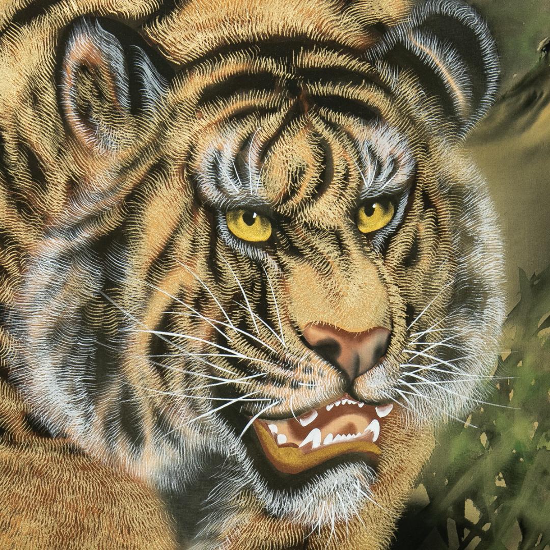 掛軸-1705　斎藤白揚　猛虎　共箱　総幅９７センチの大幅