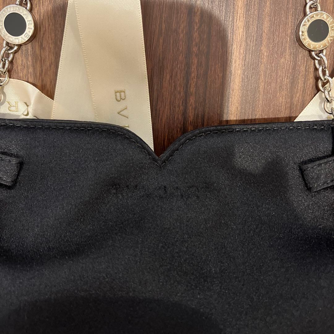 BVLGARI ブルガリ　ブラック サテン パーティーバッグ