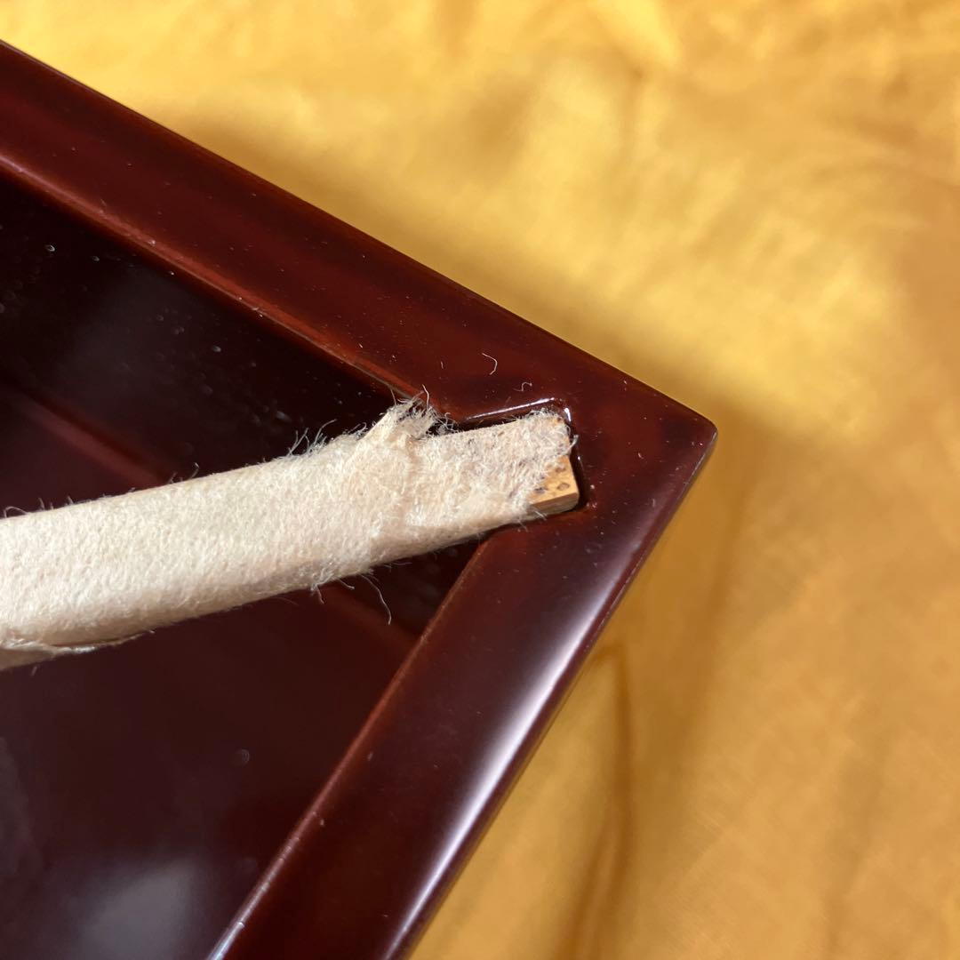 溜塗り枡形菓子器竹箸付き（輪島塗り　山崖松花堂）