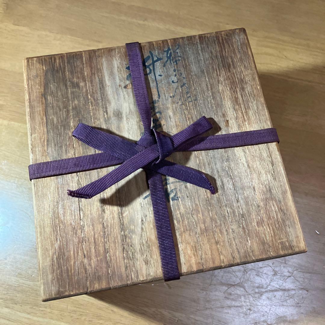 溜塗り枡形菓子器竹箸付き（輪島塗り　山崖松花堂）