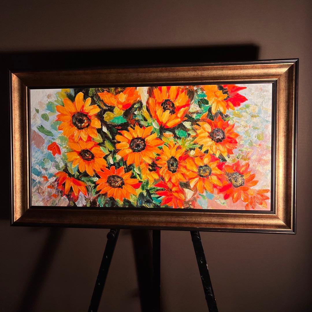 手書き油絵 ひまわり 額付 肉筆絵画 インテリア 油彩画 手書き油絵 ひまわり 額付 肉筆絵画 インテリア 油彩画｜Yahoo!フリマ