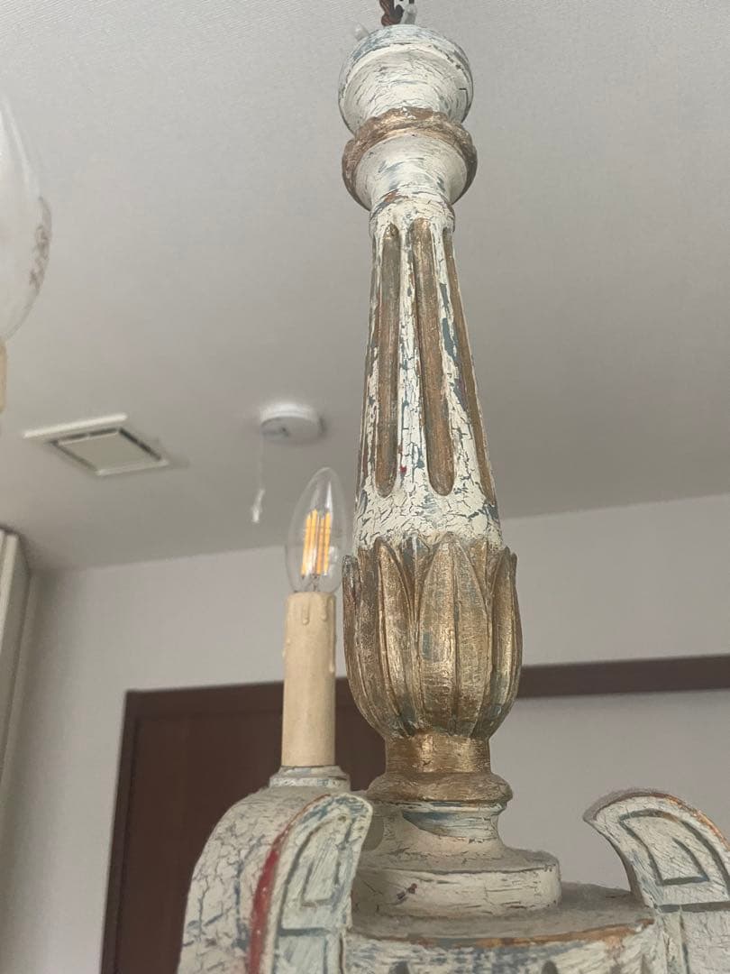 アンティーク ペイント ビンテージ 木製シャンデリア キャンドル