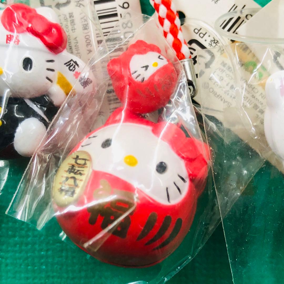 タグ付2007年製 レア☆ハローキティ 開運祈願マスコット 鈴 根付 4個