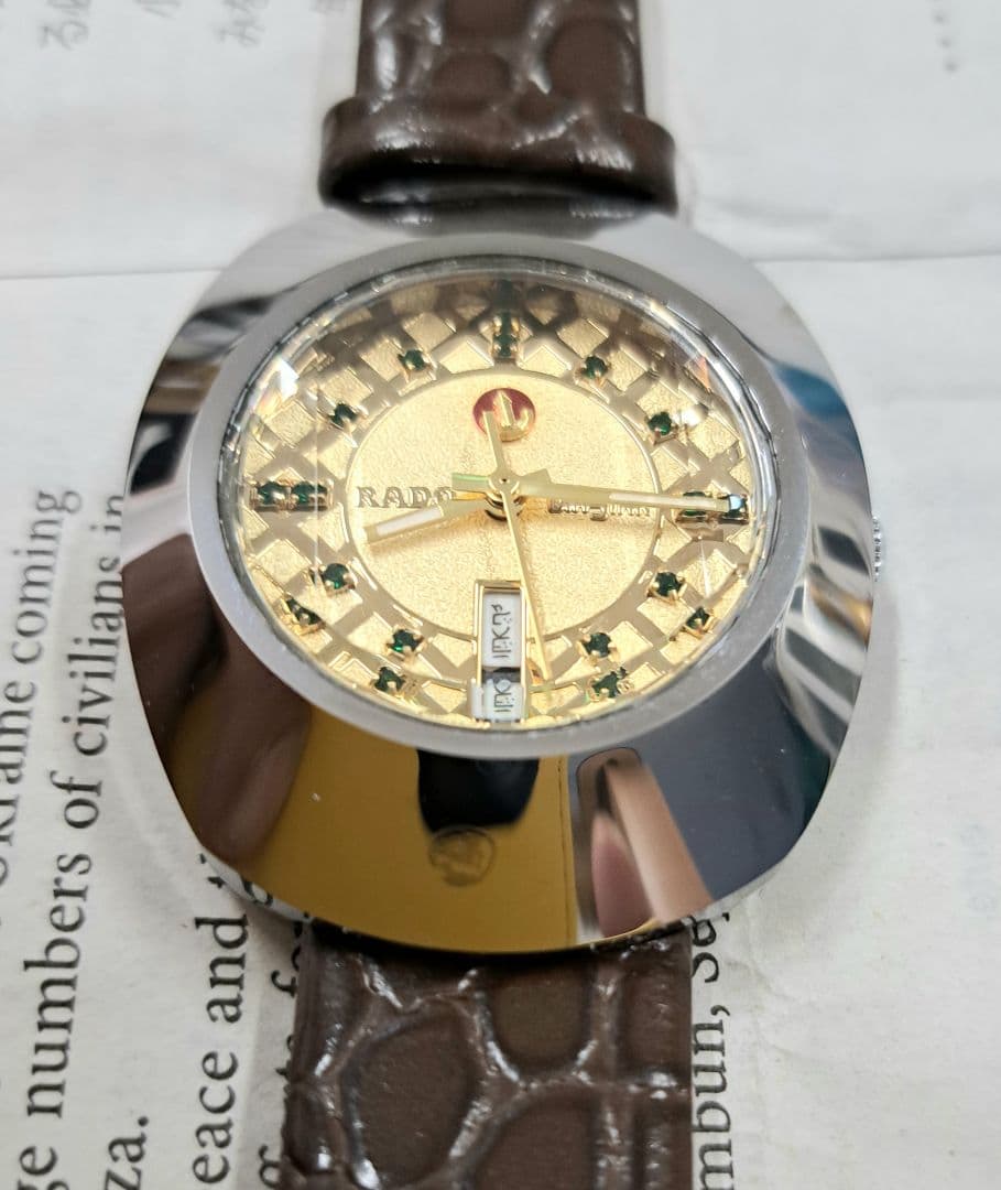 美品 RADO 自動巻き 腕時計 ゴールド 未使用純正ベルト付き