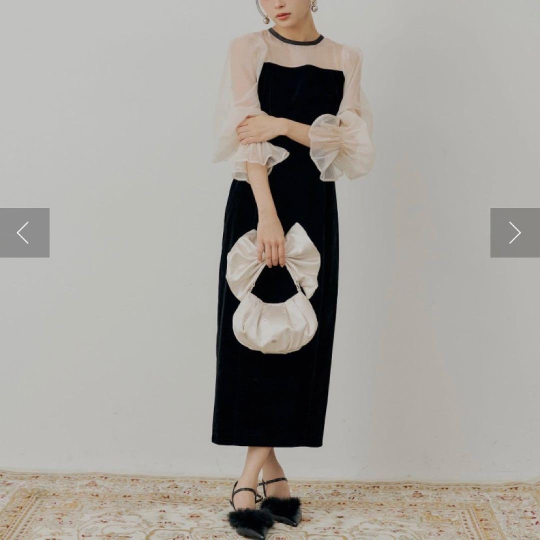 Chico ブラックドレス フリル付きシフォン袖 新品に近い