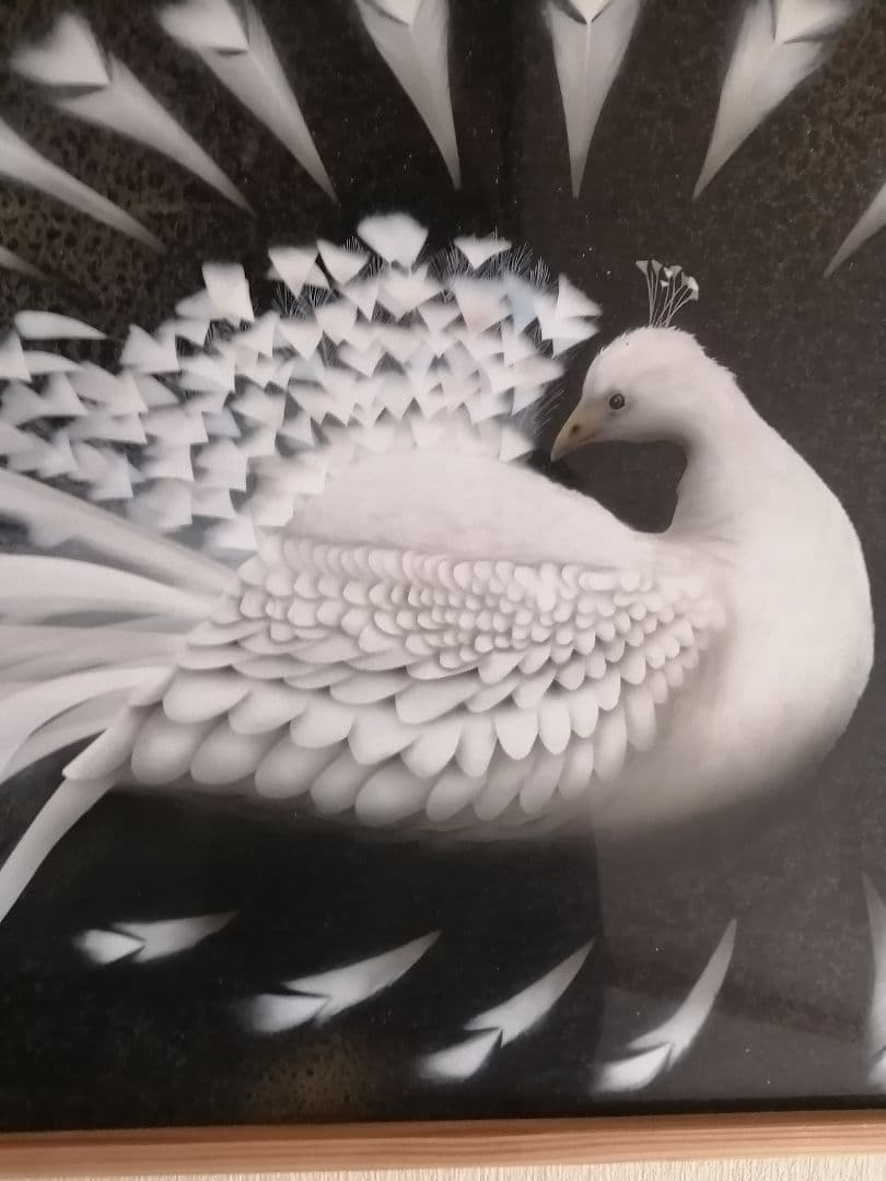 画家 西風 鷹 白孔雀 【原画】 オリジナル スプレーガン エアブラシ画