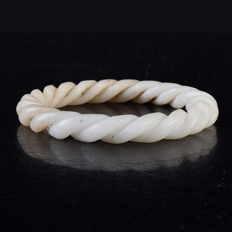 中国 玉石白玉彫刻 玉器 環 装飾品 C 8708E