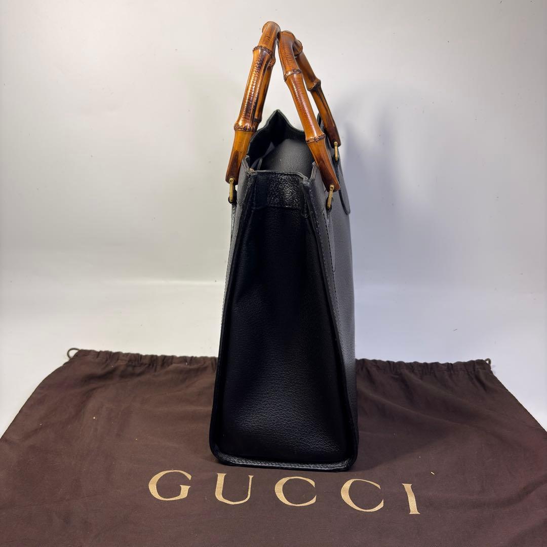 美品GUCCI グッチ バンブー ダイアナ ハンドバッグ レザー　黒 ブラック