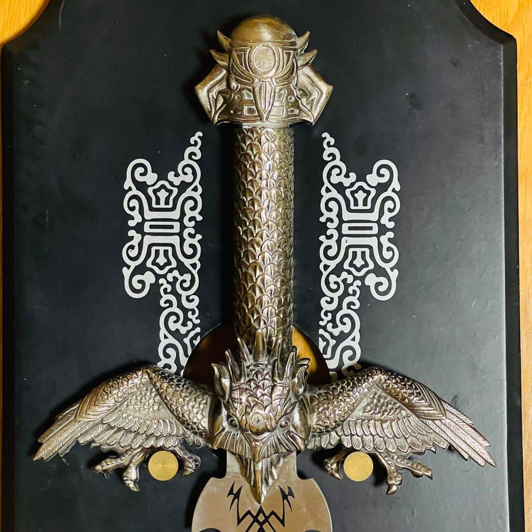 【希少】金属製 洋剣 模造剣 デスブリンガー エクスカリバー 悪魔 飾り台
