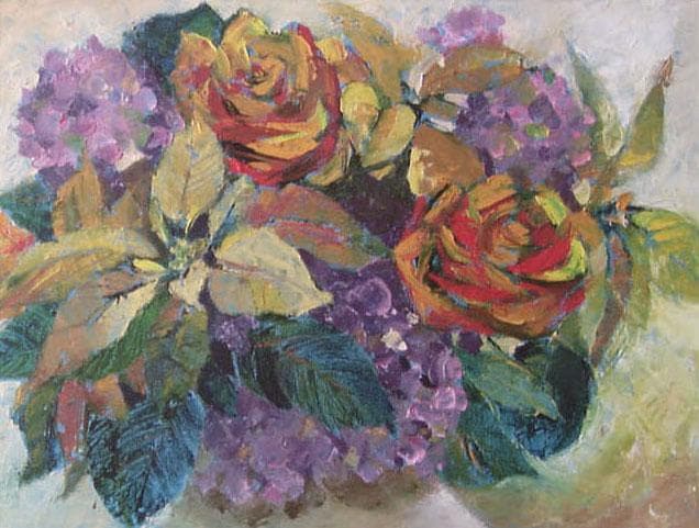 油絵 菅家令子 絵 絵画 インテリア uF6-110202 花