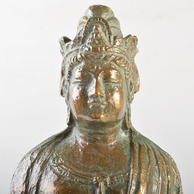 北村西望作　銅塗金　聖観世音菩薩像　仏像　重さ約3kg　共箱　D　R5788B