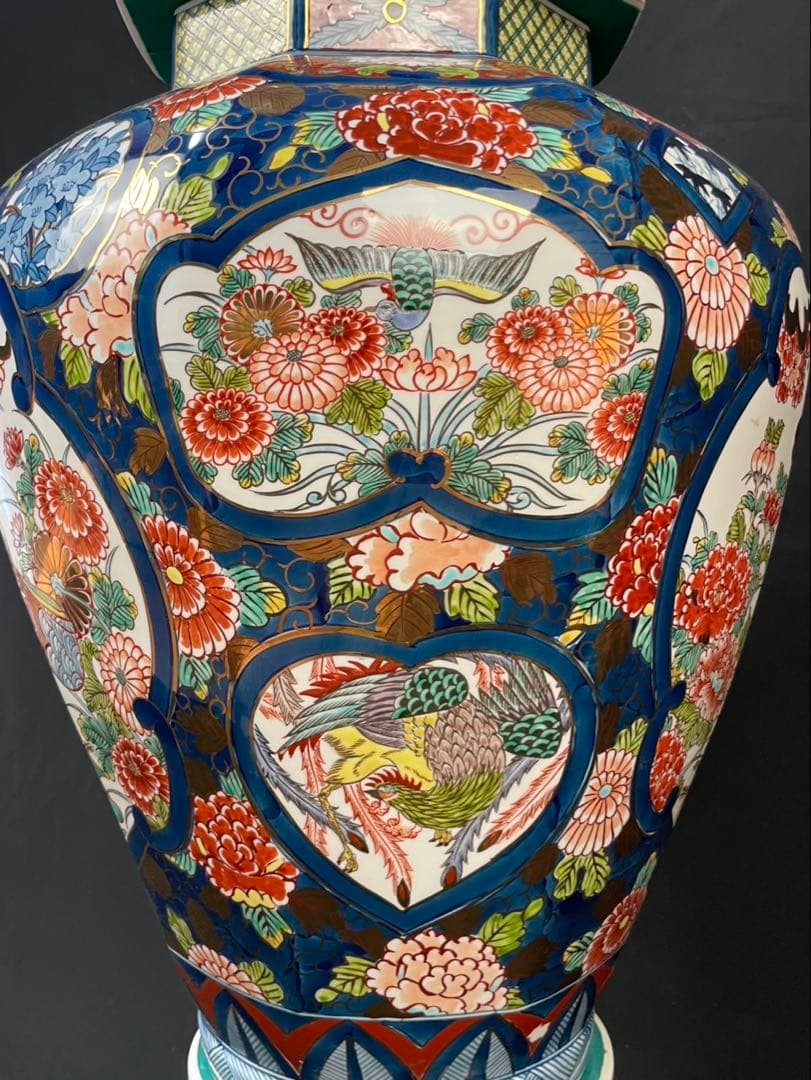 有田焼 銘工 夢右エ門作 沈香壺 飾壺 染錦 夢右