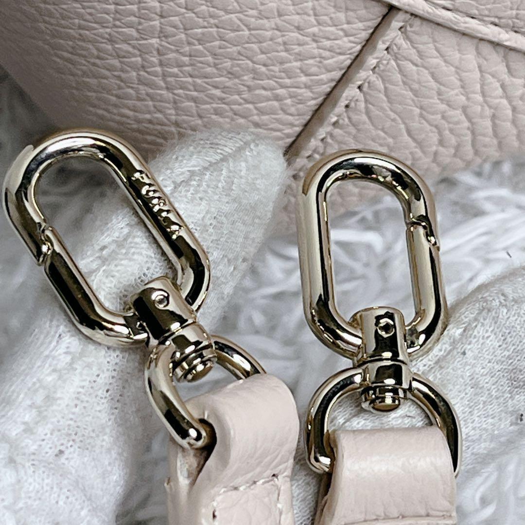 未使用級 フルラ ネット 現行 2way ベ－ジュ ハンドバッグ ミニ レザー