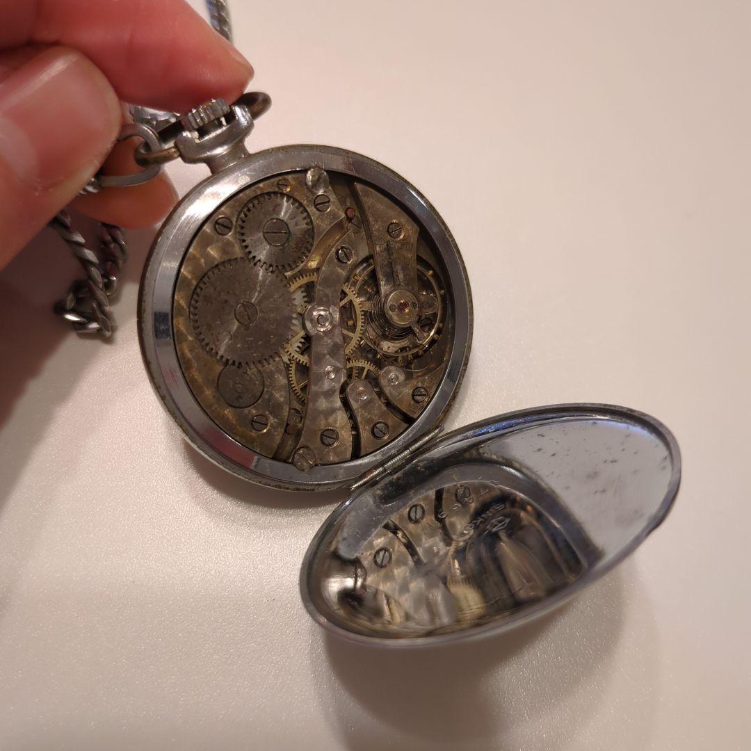 シルバー 懐中時計 アナログ表示