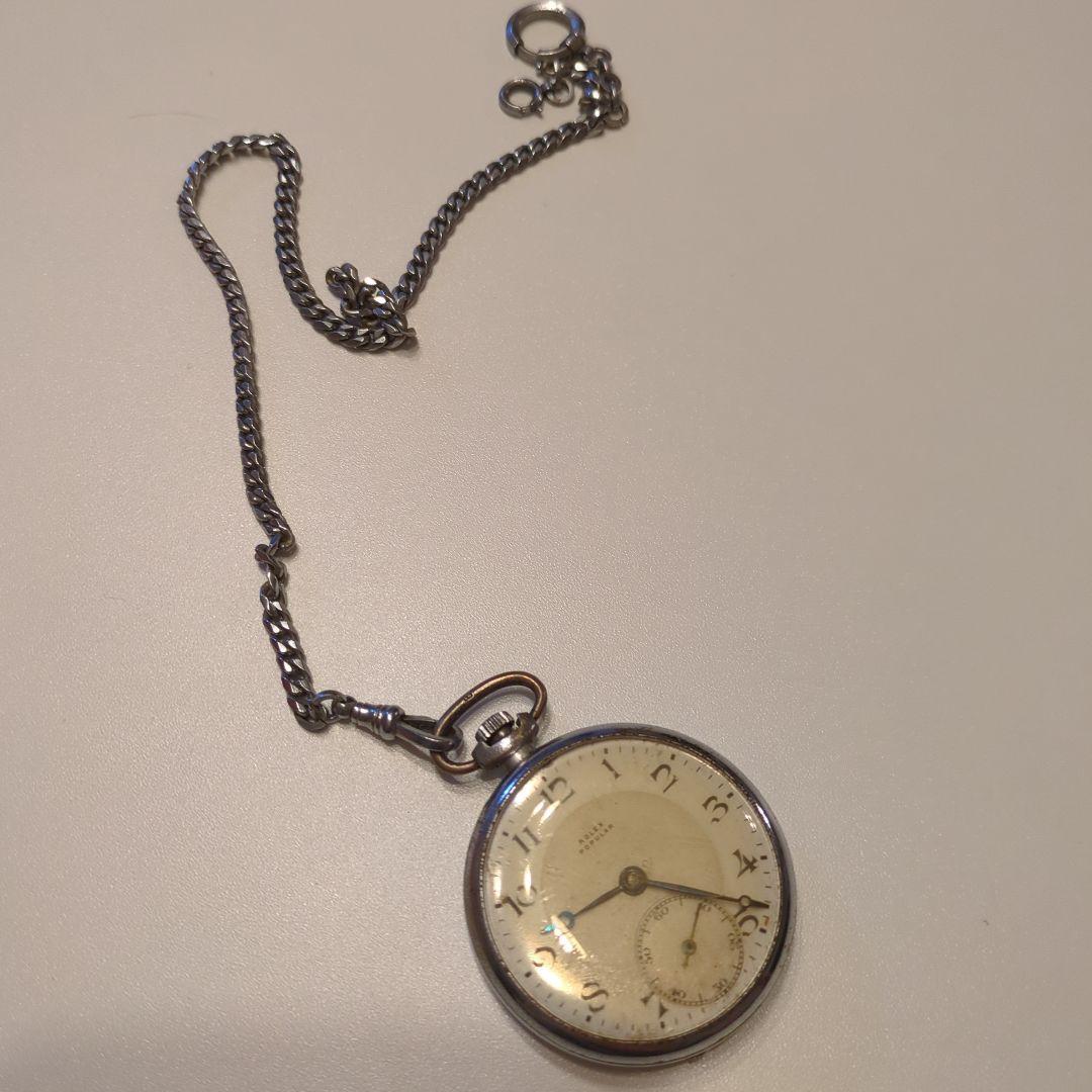 シルバー 懐中時計 アナログ表示