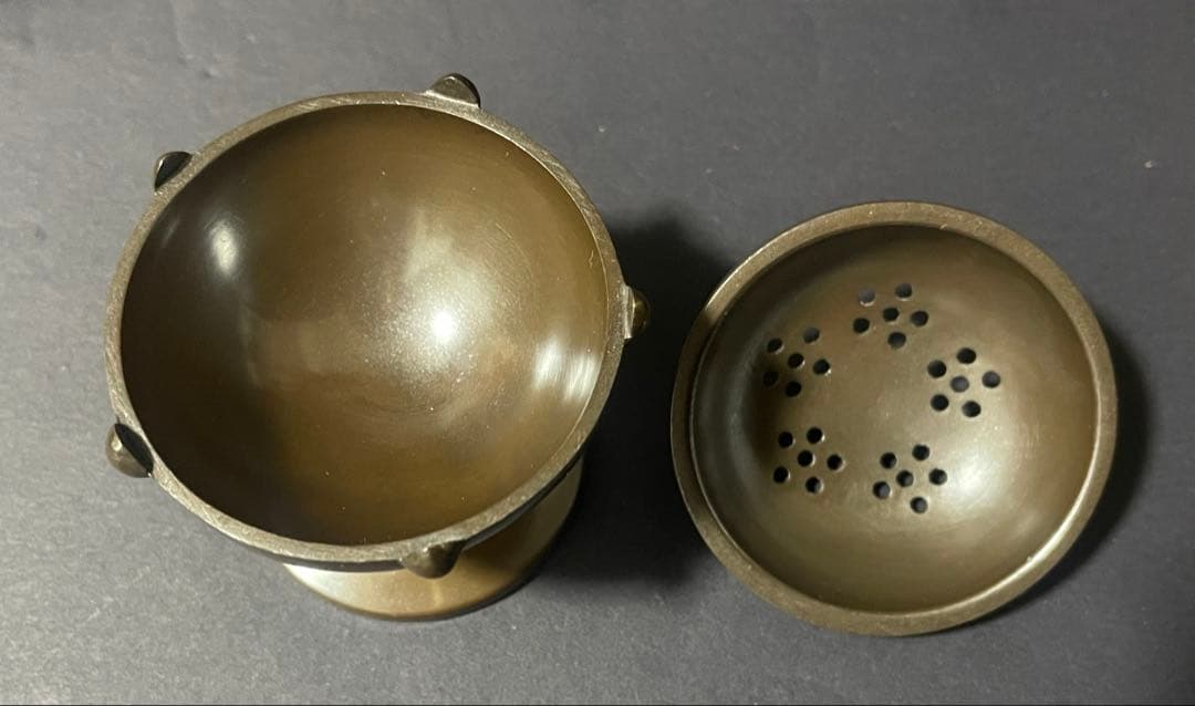 極美品　唐銅　穂屋蓋置　火舎蓋置　高木治良兵衛（造） 共箱付き　茶道具