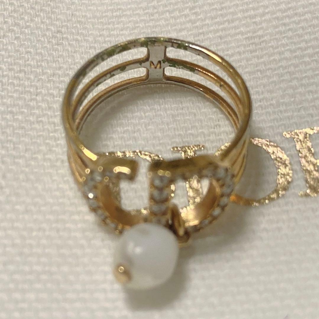 Dior パールリング　指輪　Mサイズ　ショッパー箱付き