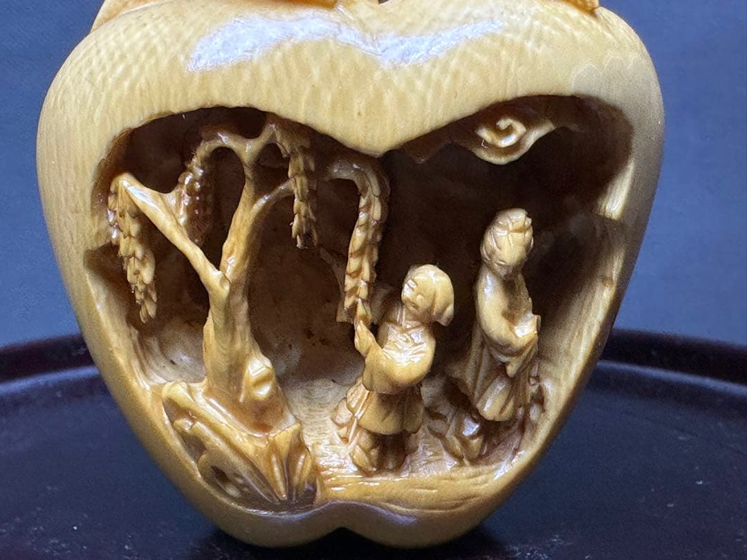 アンティーク 中国美術 苹果リンゴ 置物 骨董 飾り物 古美術品 細密細工