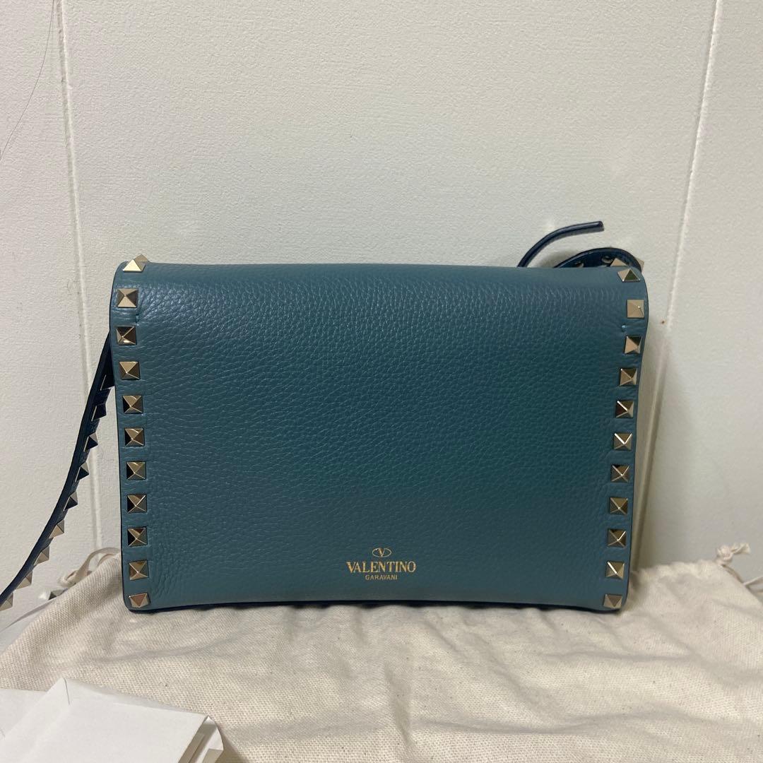 Valentino スタッズ ショルダーバッグ 青