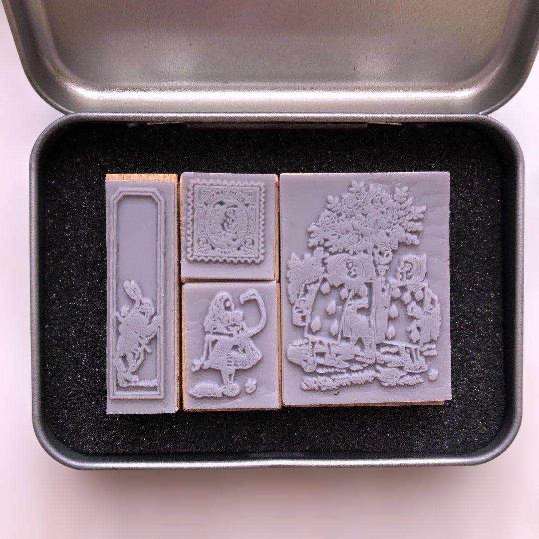 不思議の国のアリス 缶入り スタンプ 4個セット - メルカリ