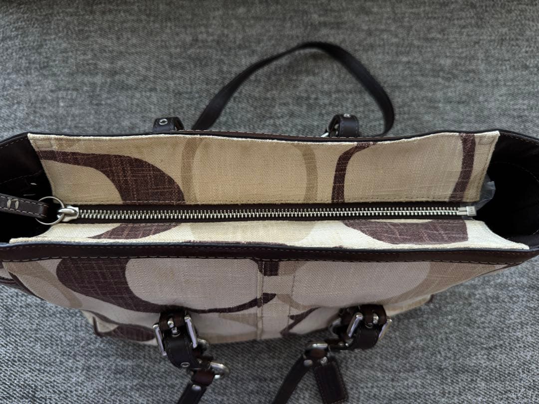 【COACH】コーチ シグネチャートートバッグ F13810 ベージュ/ブラウン