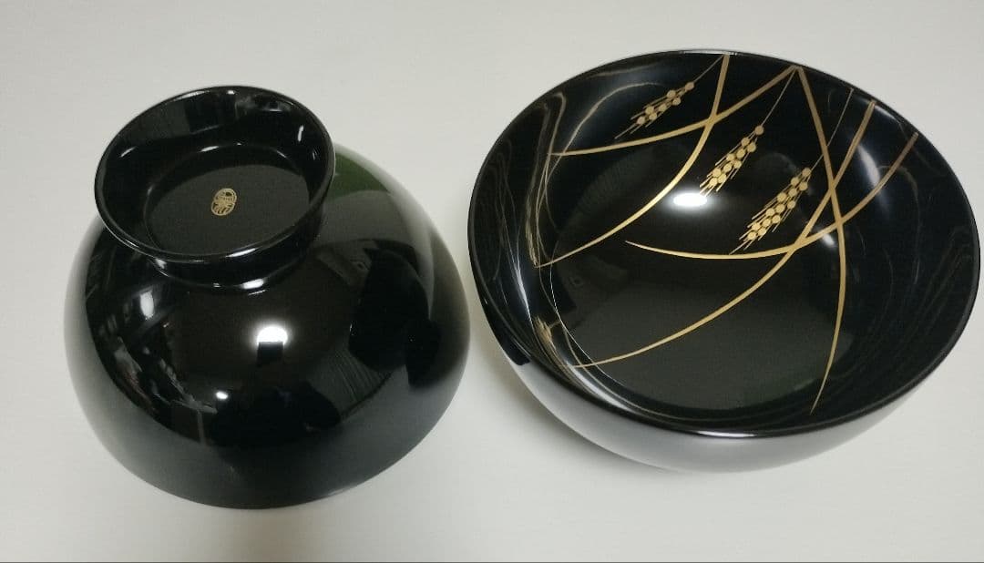 京都 平安象彦 稲穂蒔絵 吸物椀 2客 箱根 大阪