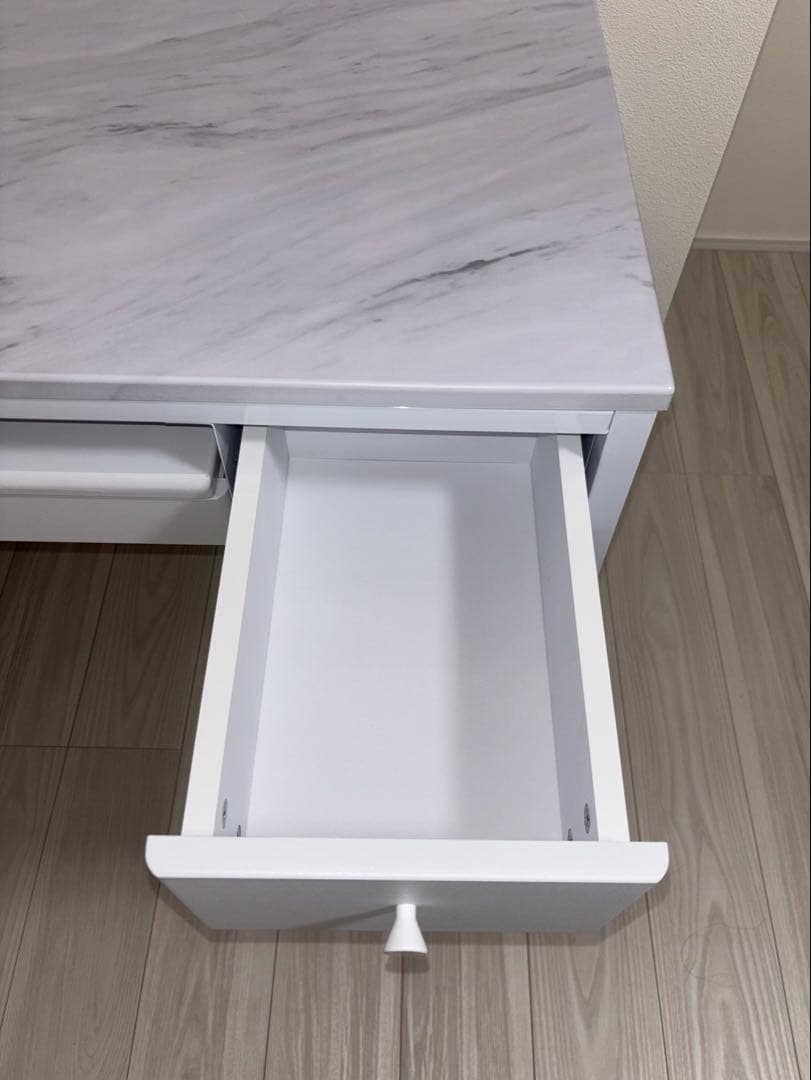 【新品】LOWYAコンパクトデスク [幅85] マーブルホワイト