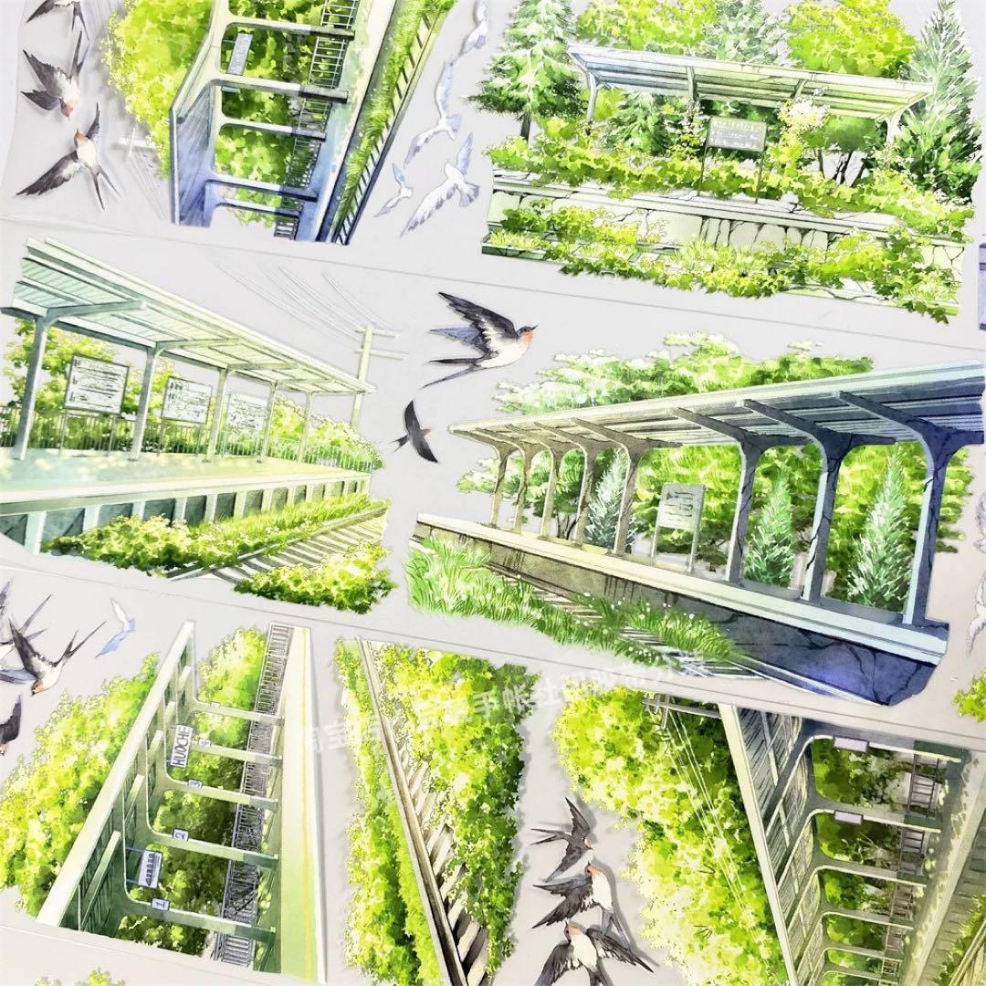 海外マスキングテープ巻売り 高架橋 風景マスキングテープ人物マステ