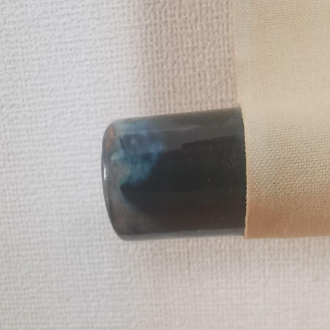 尾上晩翠 「寒牡丹に俳句と俳画」 肉筆真作 金箔の紙 窯変高級陶器軸 美品 箱付