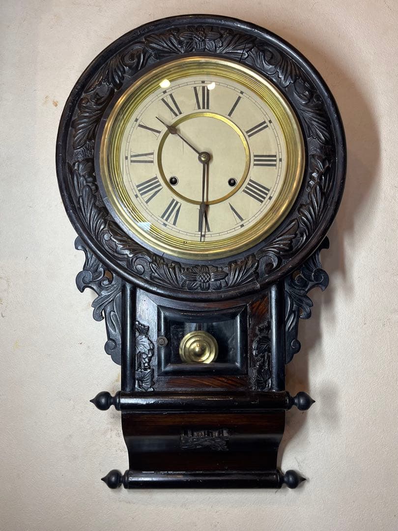 大型巻物　柱時計　古時計　振り子　レトロ　ゼンマイ　ボンボン　精工舎　ユンハンス