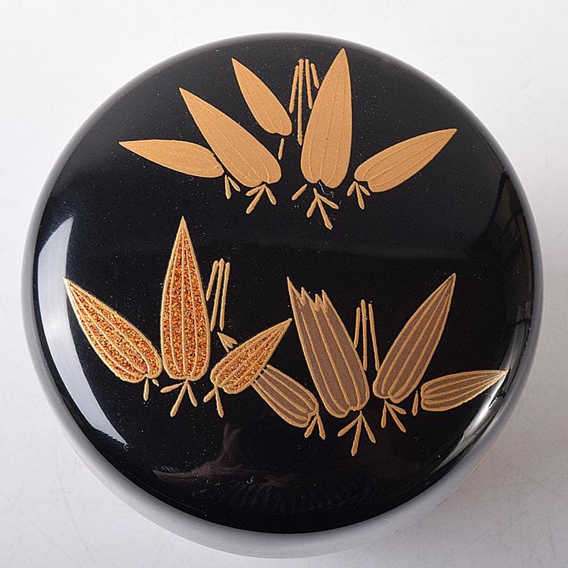 茶道具 山中塗 荒井喜峰作 笹蒔絵 利休棗 共布 共箱 V 7528