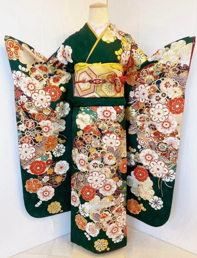 振袖フルセット 緑｜振袖フルセット 緑系 グリーン系 モモ 振袖フルセット