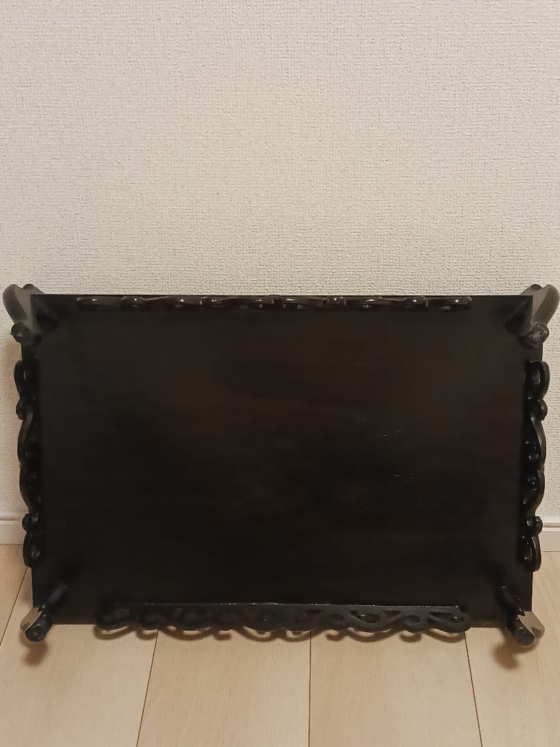 黒檀 唐木 透かし彫り 盆栽台 飾台 花台 香炉台 平卓 中国美術