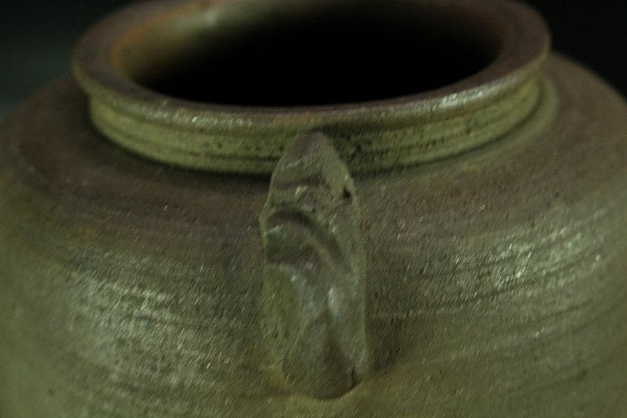 古美術 茶道具 南蛮写 花生 九郎 刻銘 高30.5cm(XA783