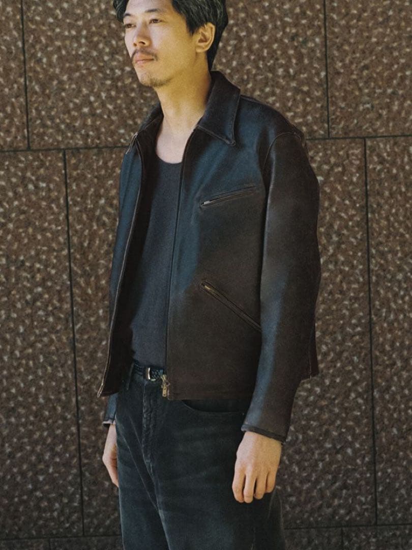 新品未使用Sサイズ】VINTAGE WASHED LEATHER ZIP