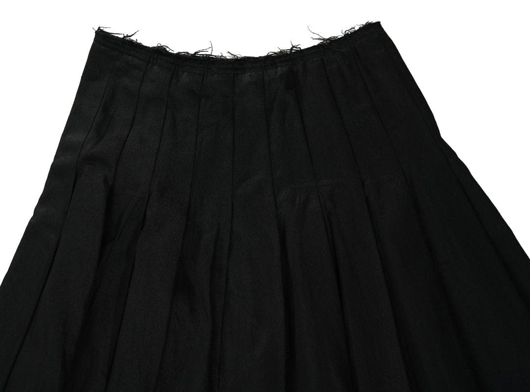 Y's コットン リネン プリーツ スカート 裁ち切り ブラック 1 レディース