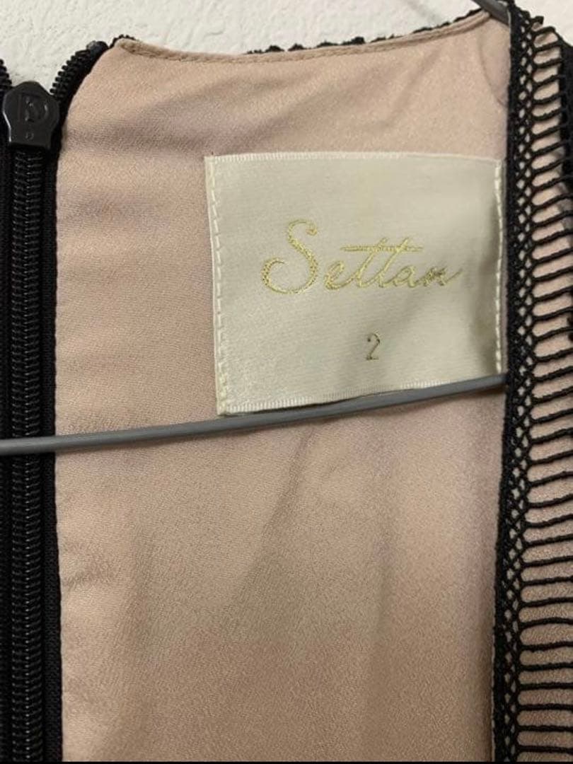 SETTAN］ブラックxベージュ 総レース キャバドレス［S32088-2］