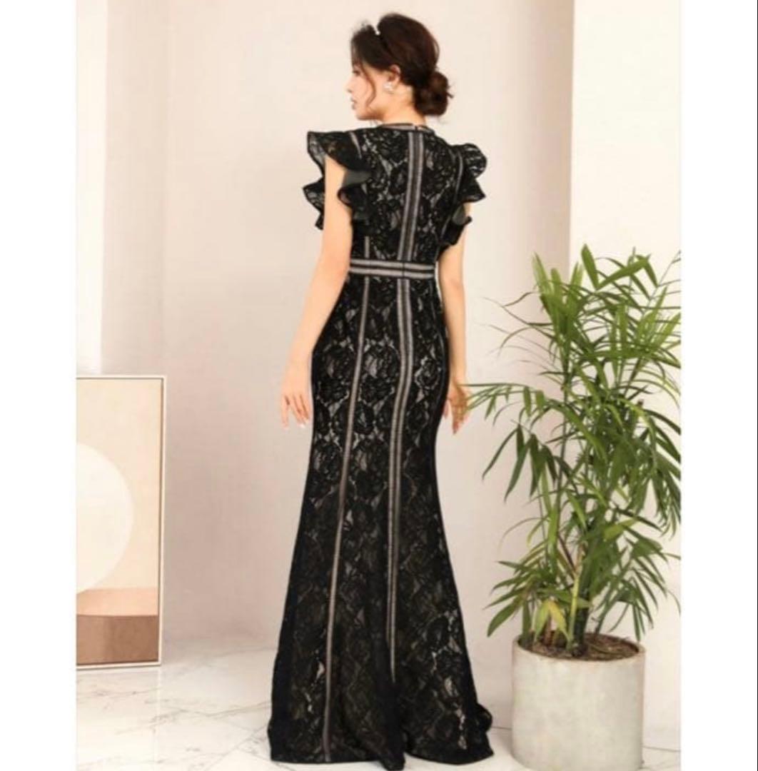 SETTAN］ブラックxベージュ 総レース キャバドレス［S32088-2］