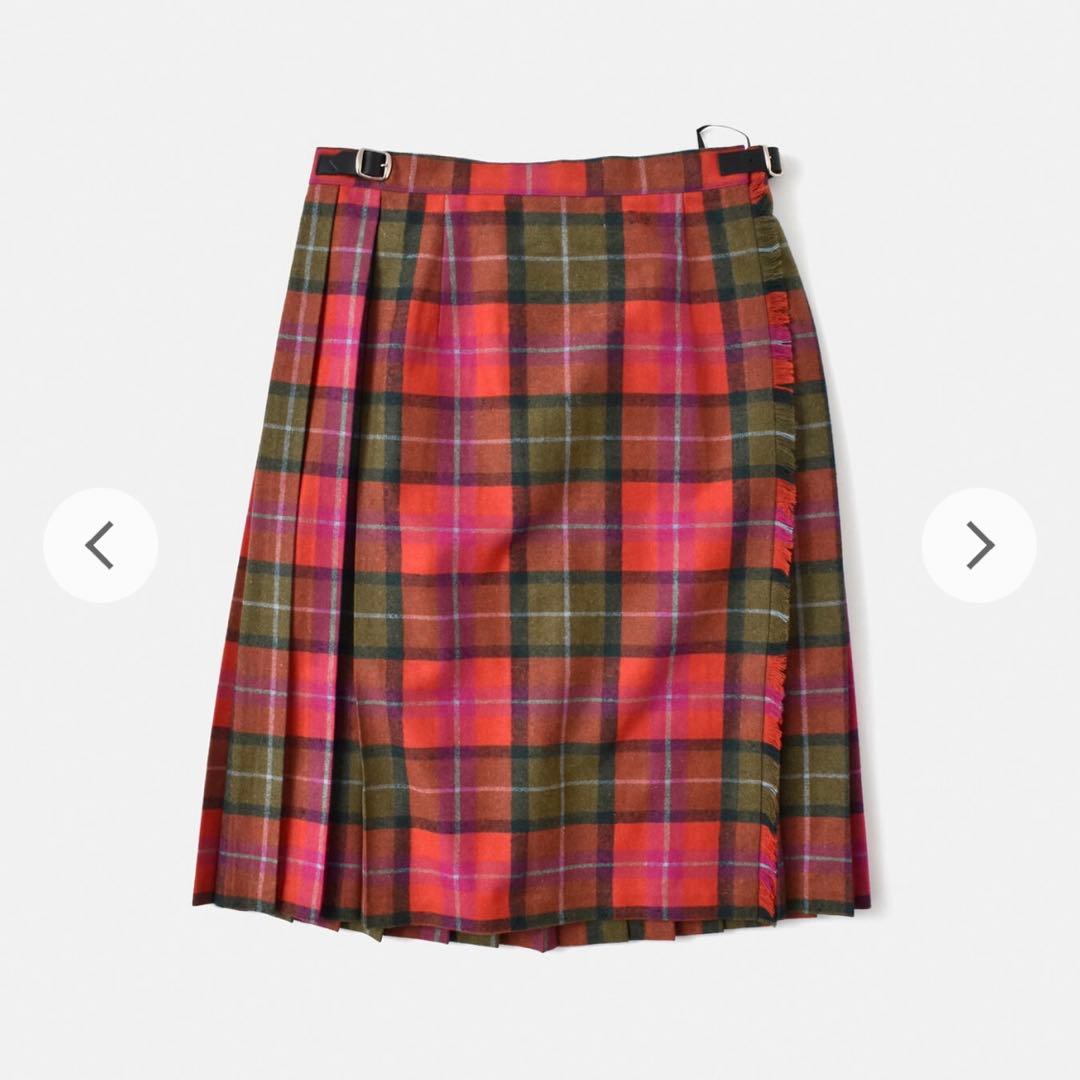 【タグ付き未使用品】オニールオブダブリン　巻きスカート　プリーツ　チェック　膝丈