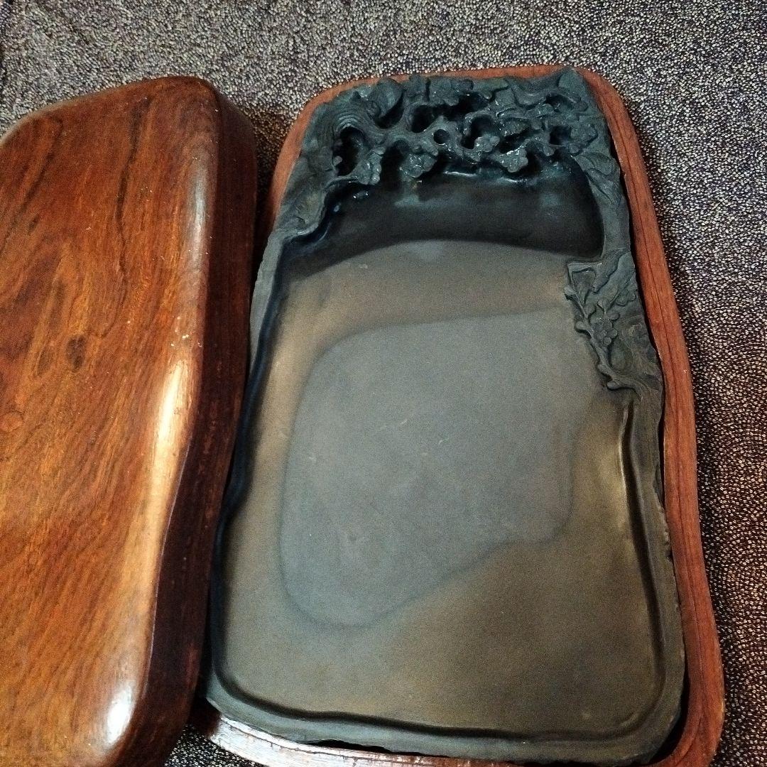 中国骨董【老坑仔巖極品龍雲古端渓硯石】旧家蔵コレクション貴重希少名品細工精密龍彫