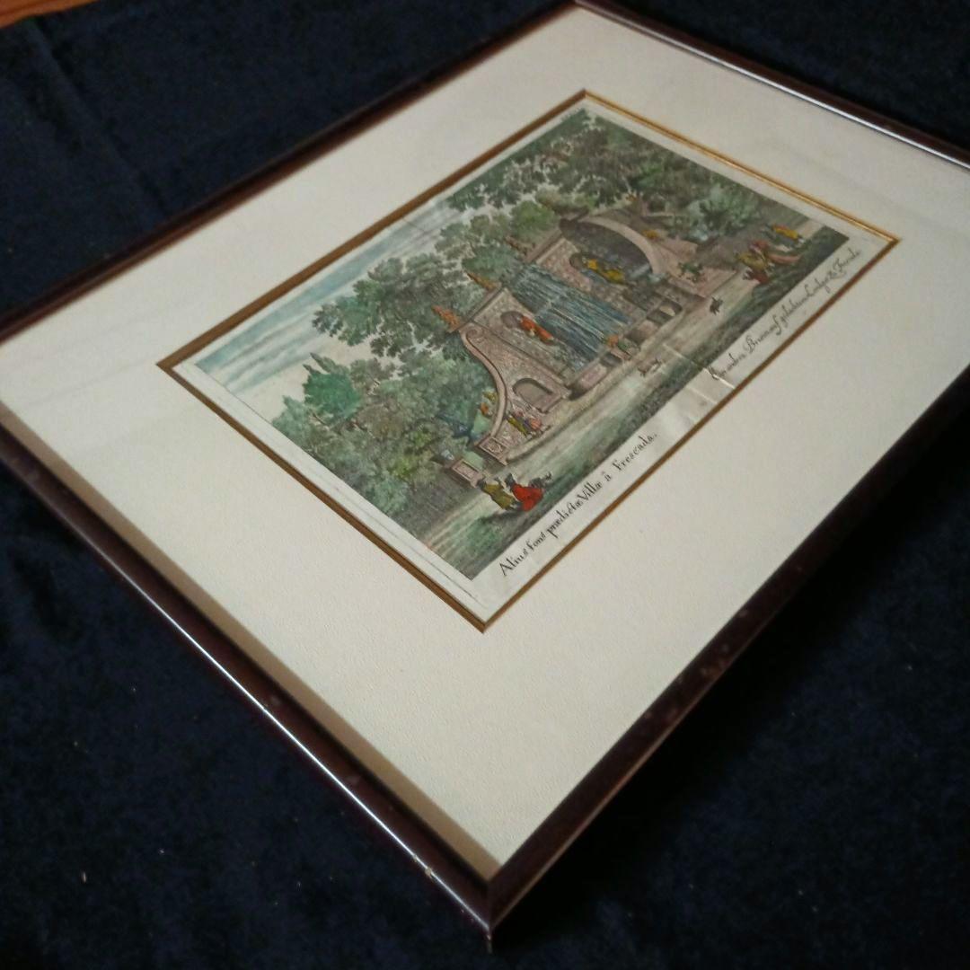 額装品 古典版画 1685年 FALDA 「Villa Frescada」ローマ