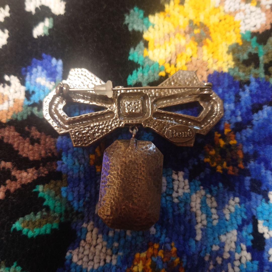 René リボンモチーフブローチ アンティーク加工
