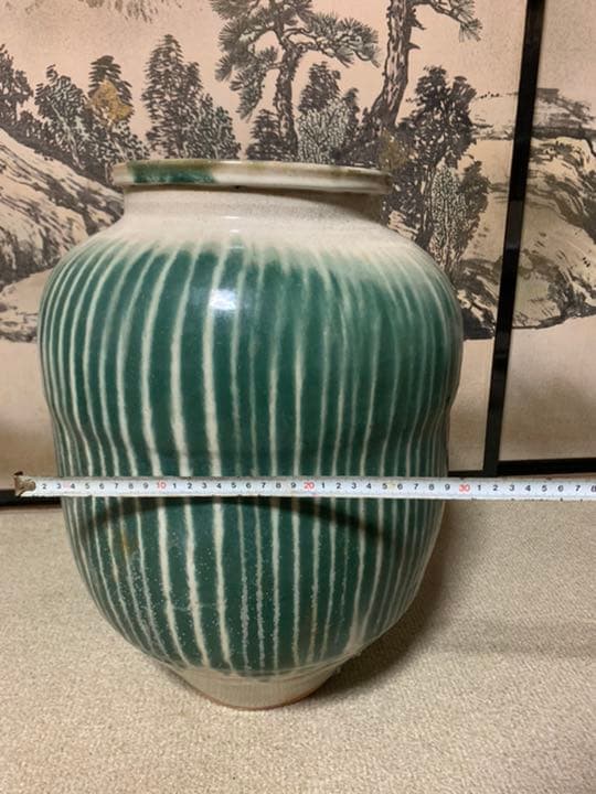 【大衆骨董】 信楽大壷 縞模様 ツボ茶道具骨董古物