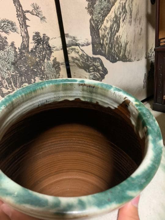 【大衆骨董】 信楽大壷 縞模様 ツボ茶道具骨董古物